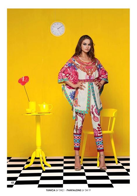 Casacca fantasia multicolo r con fusciacca in vita GAI MATTIOLO | Abiti | LV0421UNICA